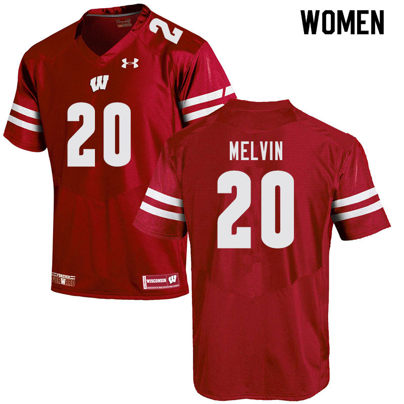 Women #20 Semar Melvin Wisconsin Badgers College Football Jerseys Sale-Red - Click Image to Close